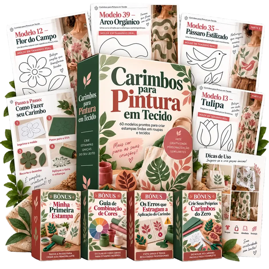 Pacote completo com 60 modelos de carimbos e quatro bônus
